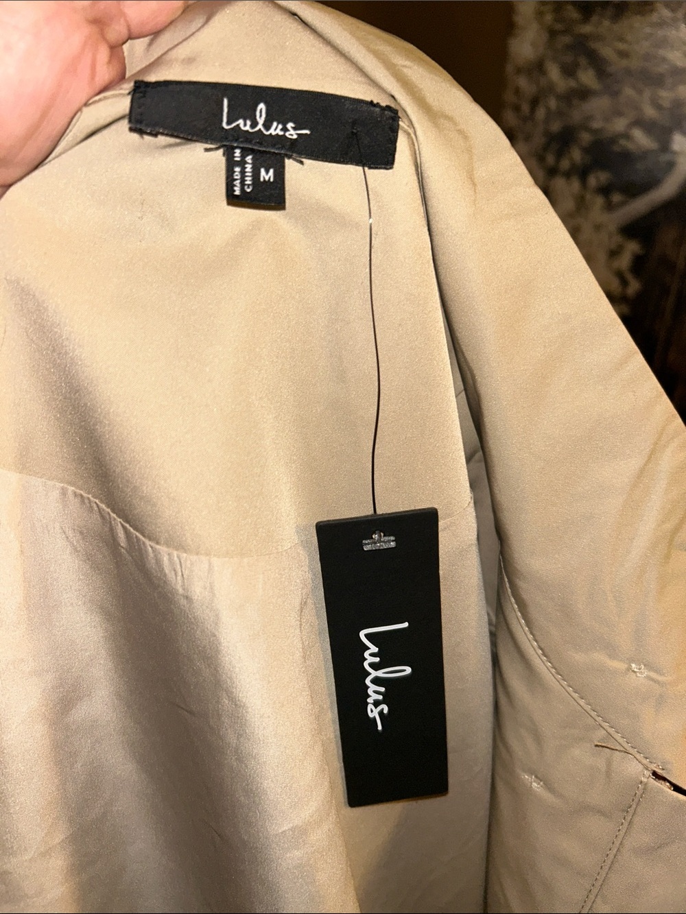 Lulu's Light Beige Trench Coat with Drawstring Waist - Picture 5 of 5